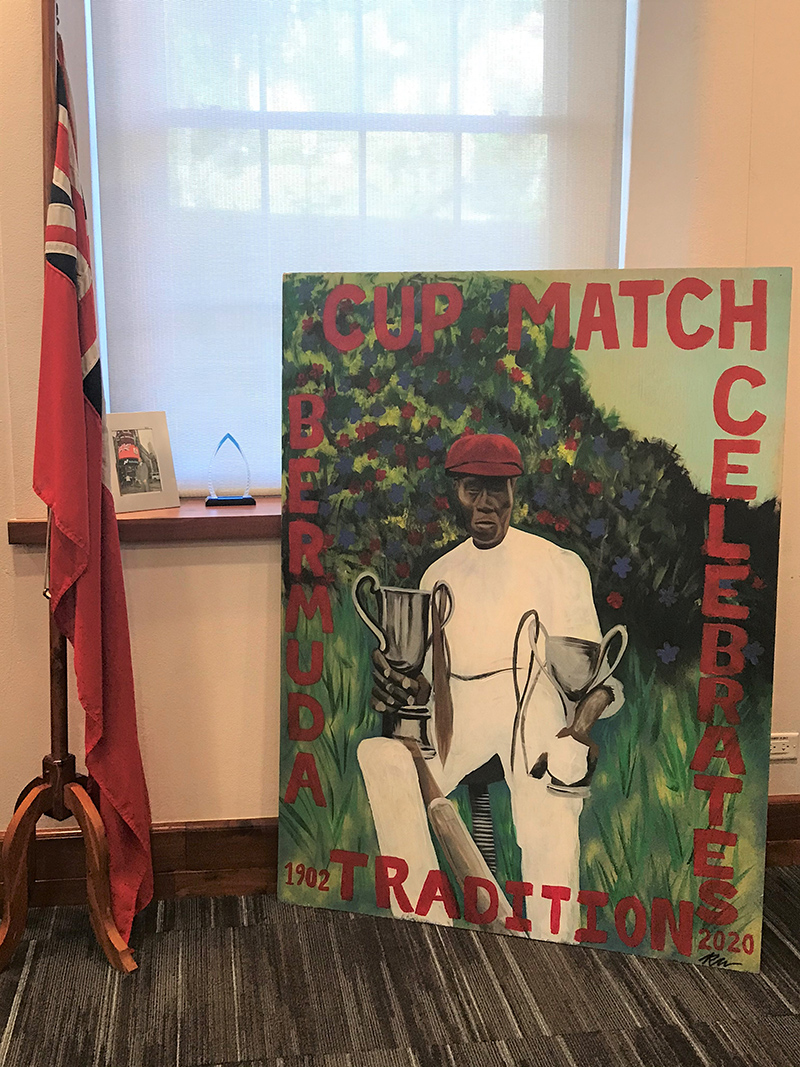 US Consul General Presents Cup Match Portrait To The Premier 2