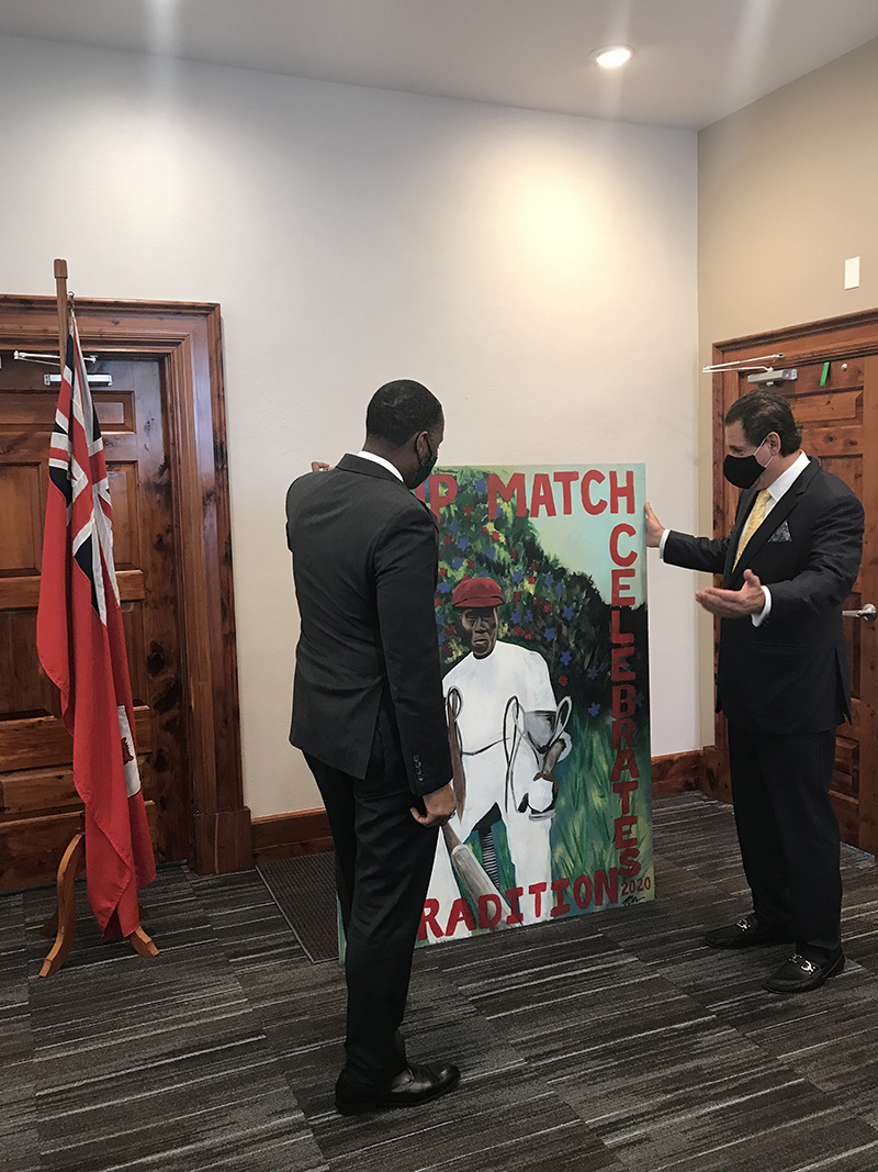 US Consul General Presents Cup Match Portrait To The Premier 3