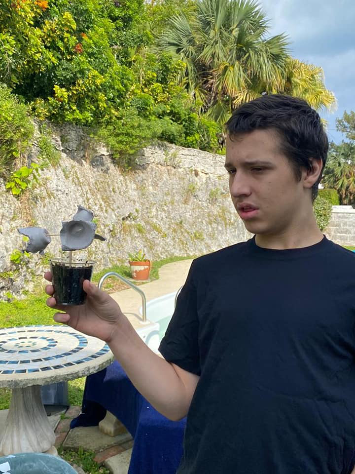 Tristan and his anemometer Bermuda May 2021