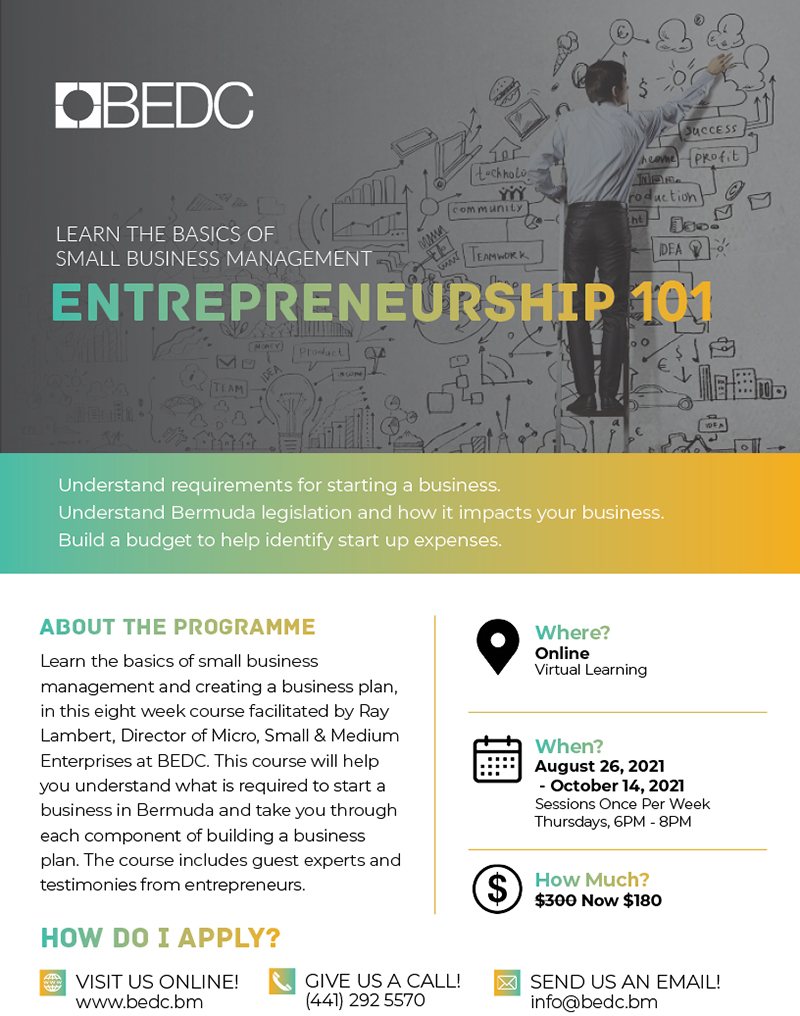 BEDC Entrepreneurship 101 Bermuda Aug 2021