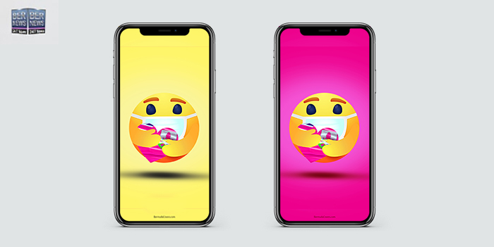 2 Phones wallpaper wednesday TWFB Emoji Heart Hug Mask YyDNzgkN yellow & pink