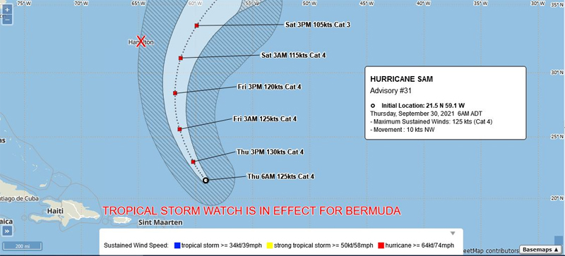 BWS Hurricane Sam Bermuda September 30 2021