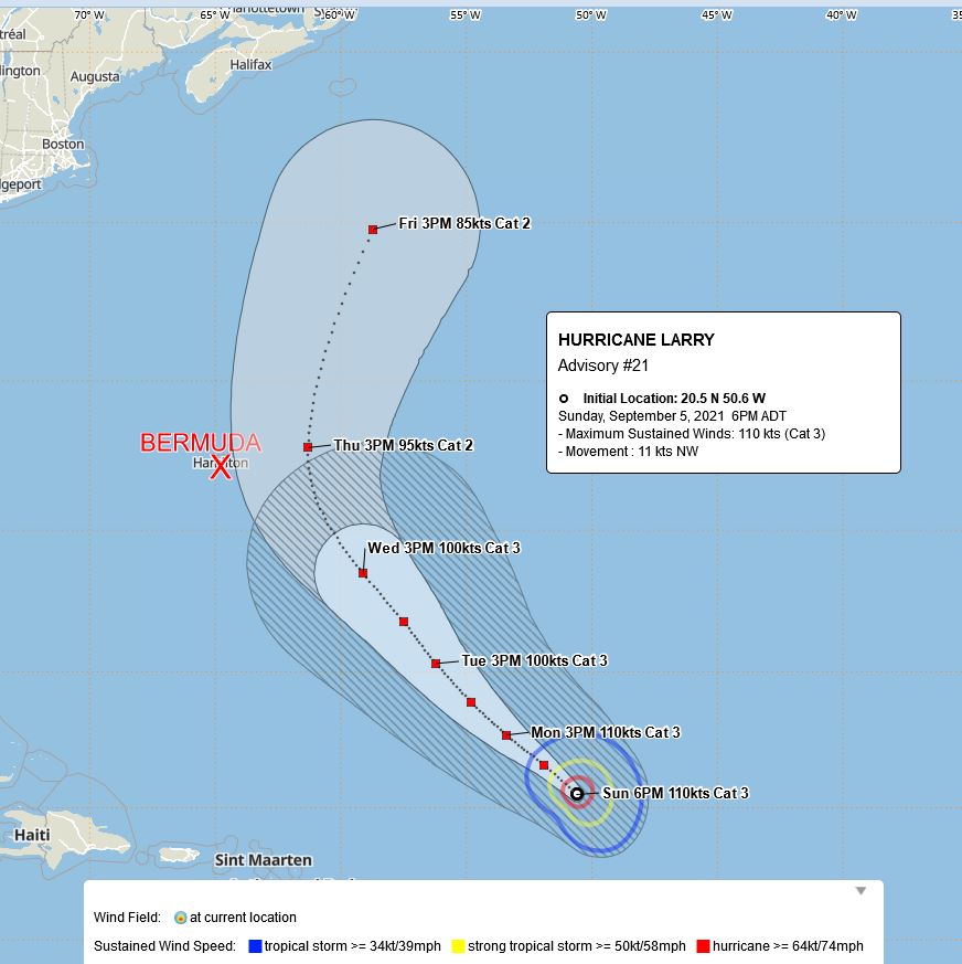 Hurricane Larry Bermuda September 5 2021 BWS