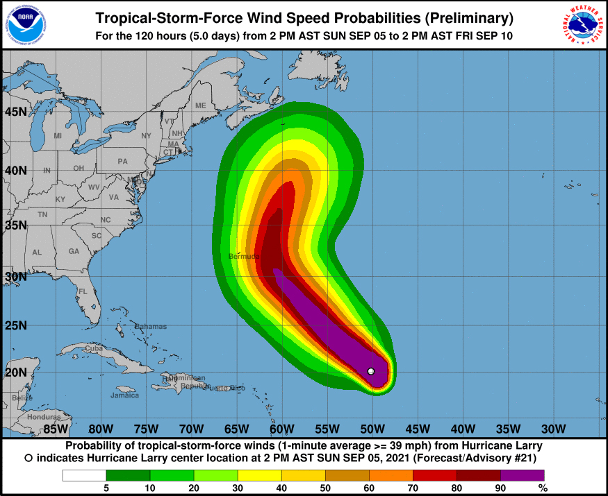 Hurricane Larry Bermuda September 5 2021  NHC