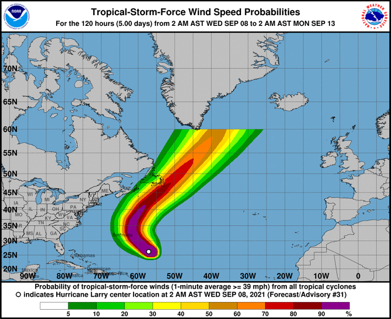 NHC Hurricane Larry Bermuda September 8 2021