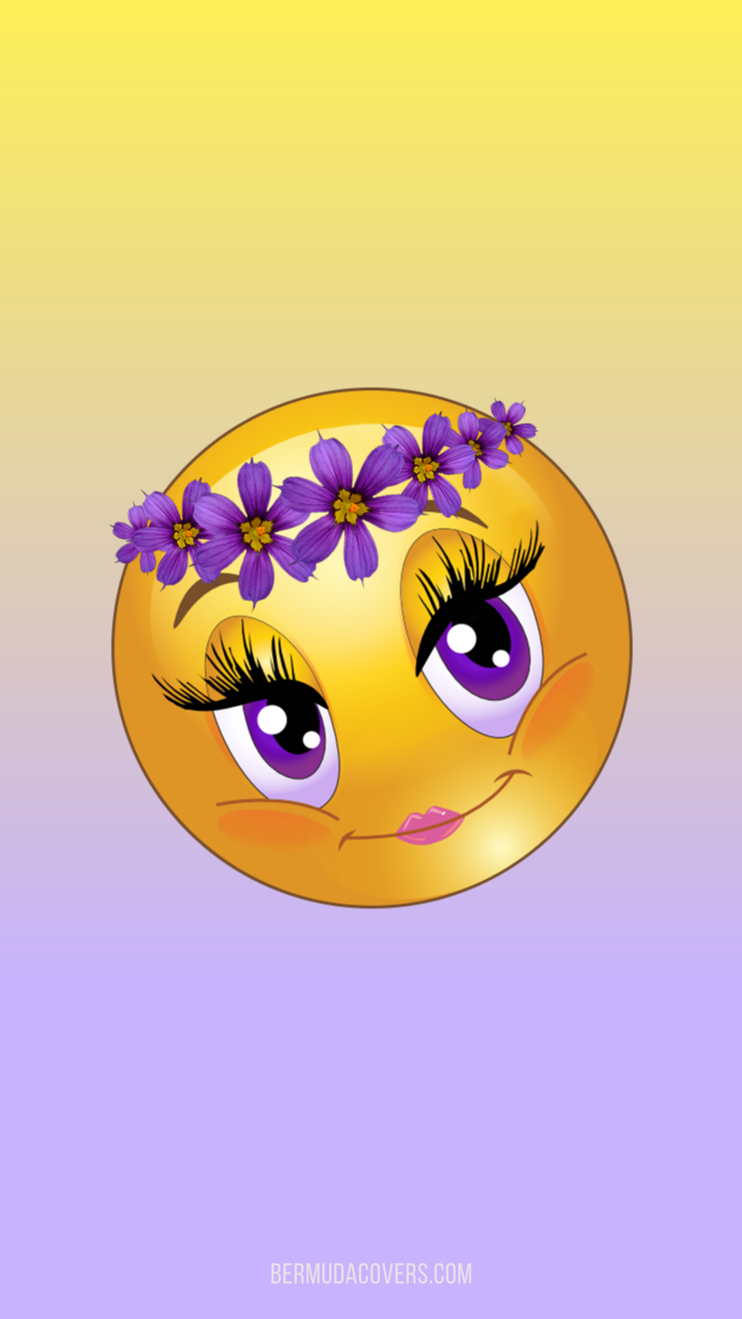 Emoji With Bermudiana Flower Headdress Purple Yellow Bermuda Phone Wallpaper Bernews