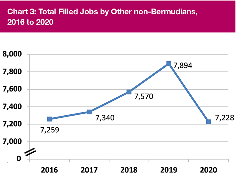 Total Filled Jobs By Other Non-Bermudians 2016 To 2020