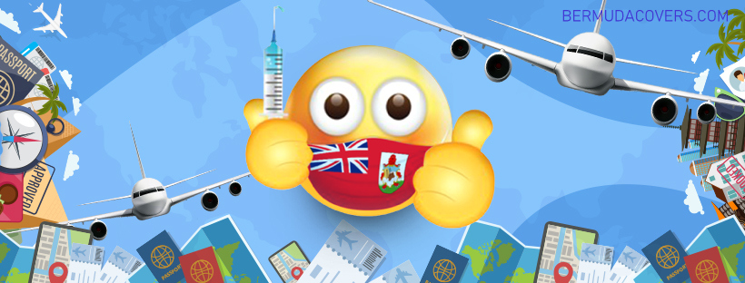Vaccinated Emoji With Mask Flying Social Media Design Graphic Bermuda 2r32r53r1 (2)