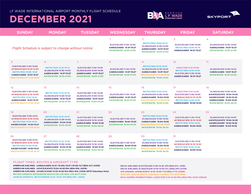 December Flight Schedule Bermuda