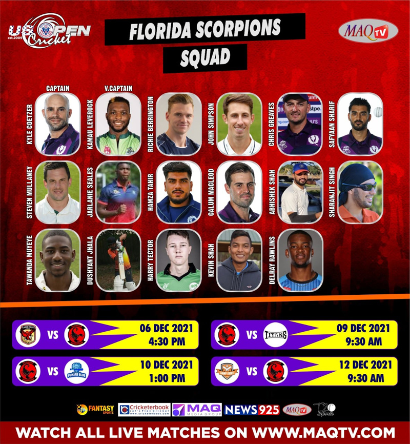 Florida Scorpions Squad November 2021