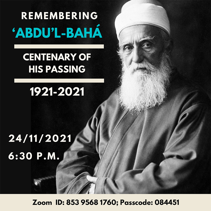 Zoom Invitation Remembering 'Abdul Baha