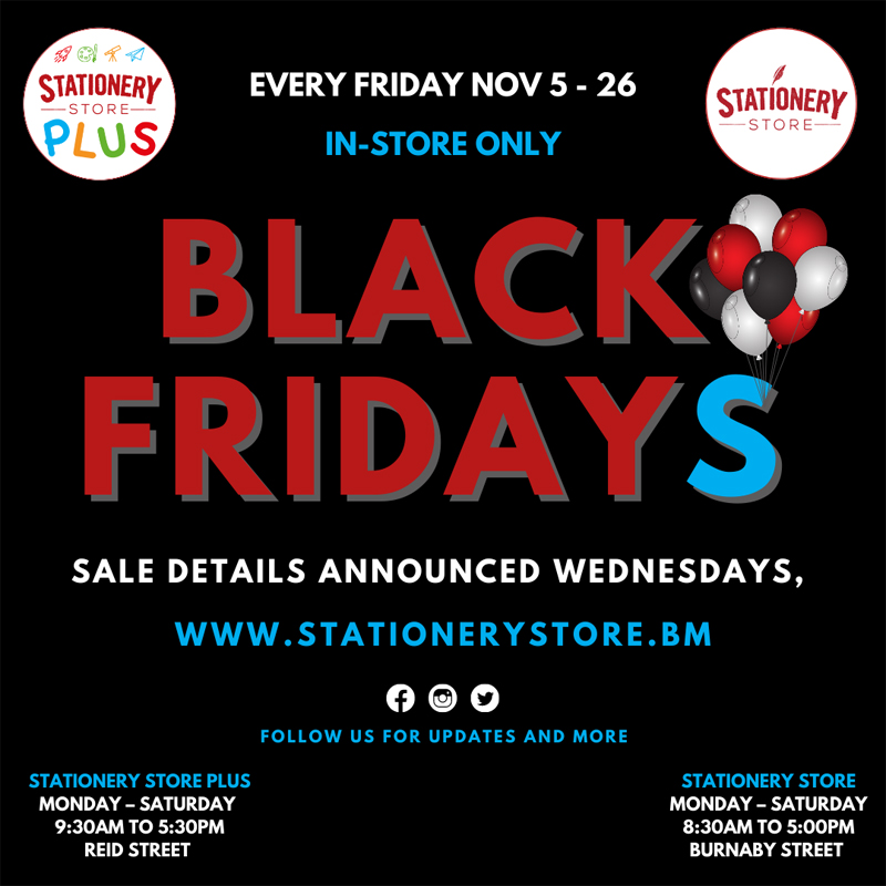 Stationery Store Black Fridays Sale Bermuda Nov 2021