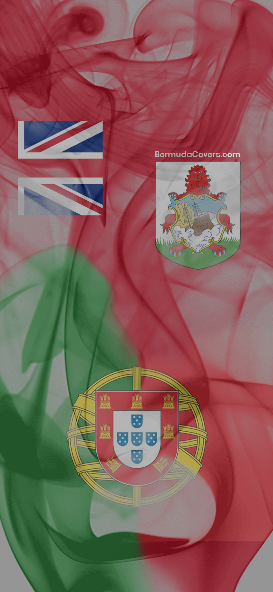 Swirling Bermuda Portugal Flags Bernews Mobile Phone Wallpaper Lock Screen Design Image Photo