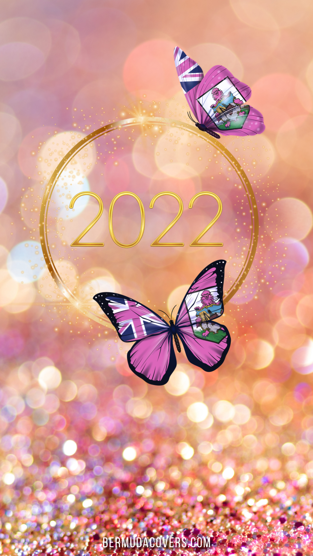 2022 Glitter Pink Bermuda Flag Butterfly Golden Circle graphic design Bermudian wallpaper r92304923 (4)
