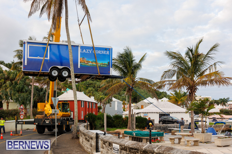 Food truck moved via crane in Flatts Bermuda Jan 2022 DF (14)
