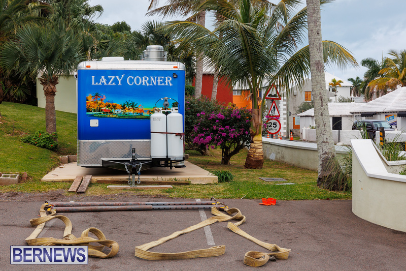 Food truck moved via crane in Flatts Bermuda Jan 2022 DF (5)