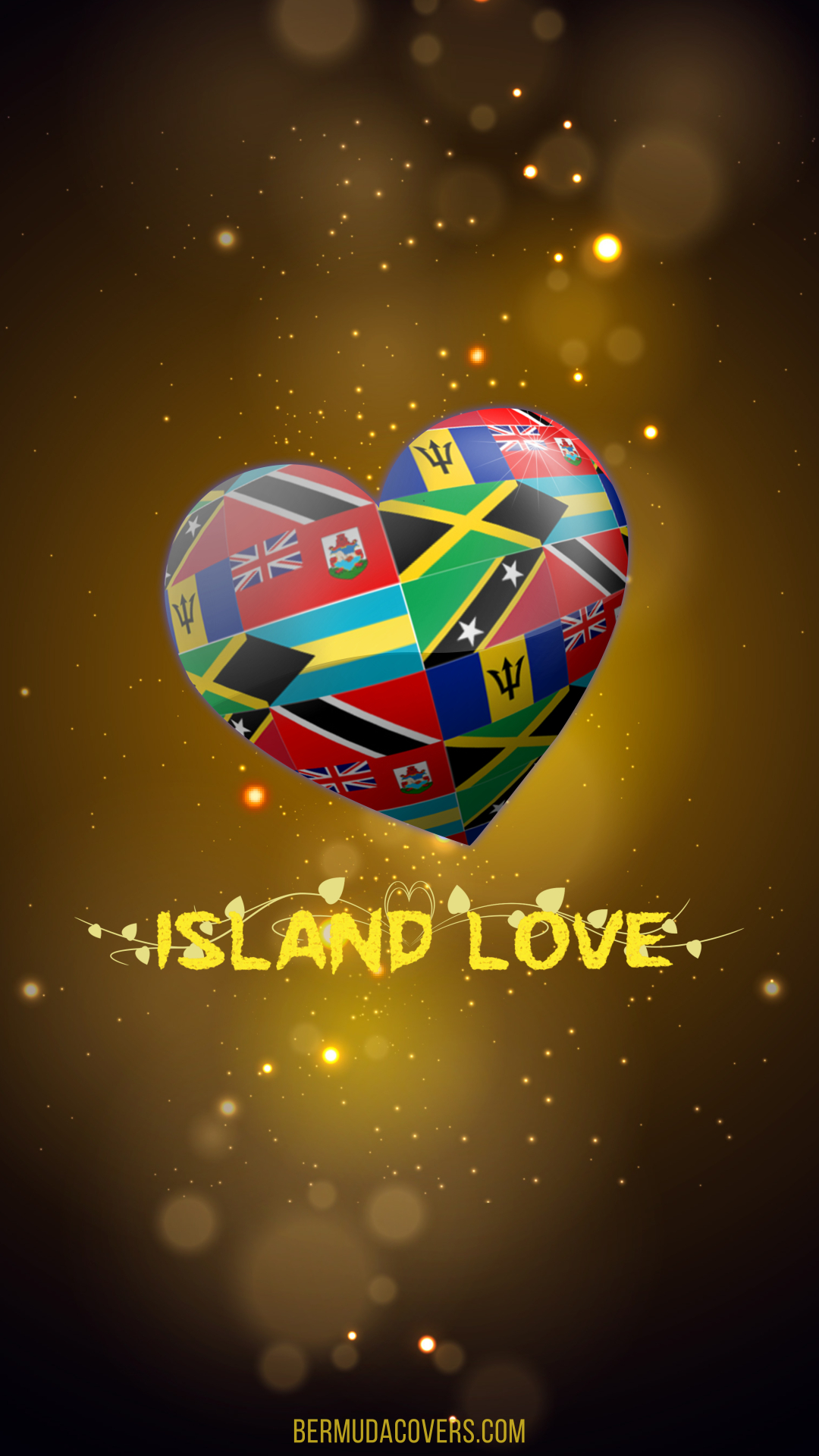 Gold Island Love Caribbean & Bermuda Flags heart island love Bernews Mobile phone wallpaper lock screen design image photo NnKtgxMZ