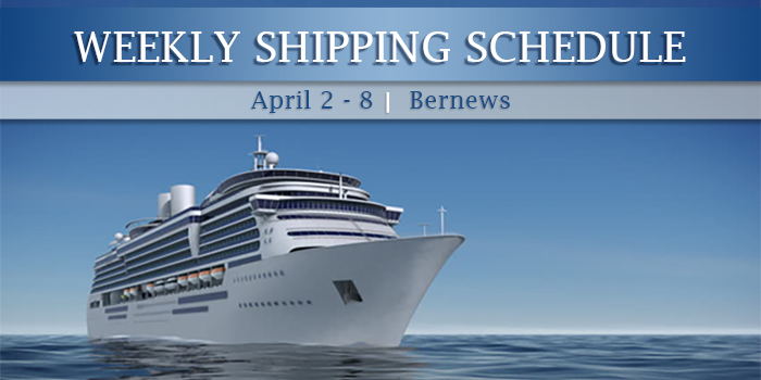 Weekly Shipping Schedule TC April 2 - 8 2022