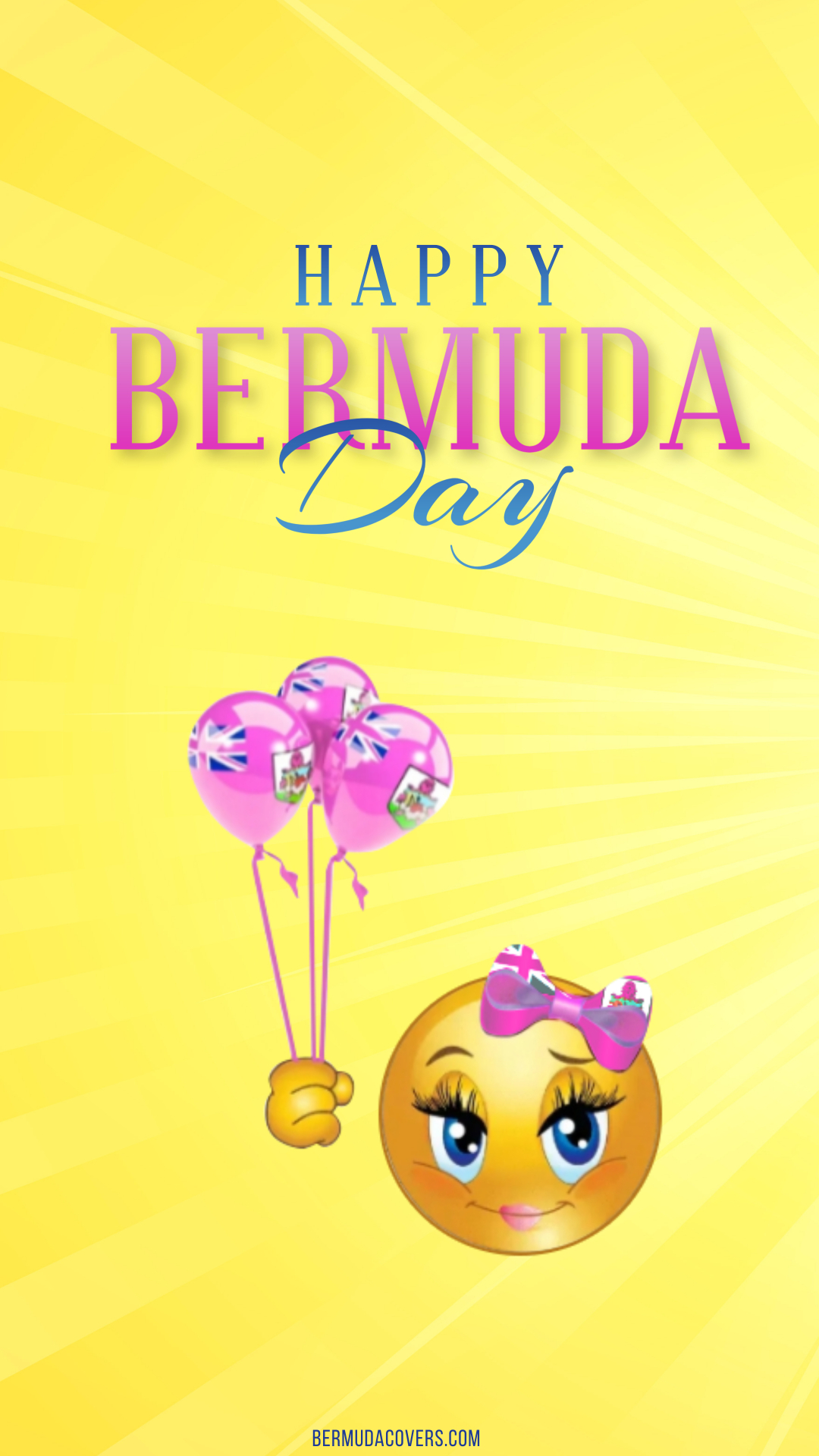 Yellow Sunburst Emoji Balloon Happy Bermuda Day free design graphic phone wallpaper screen r3252 2