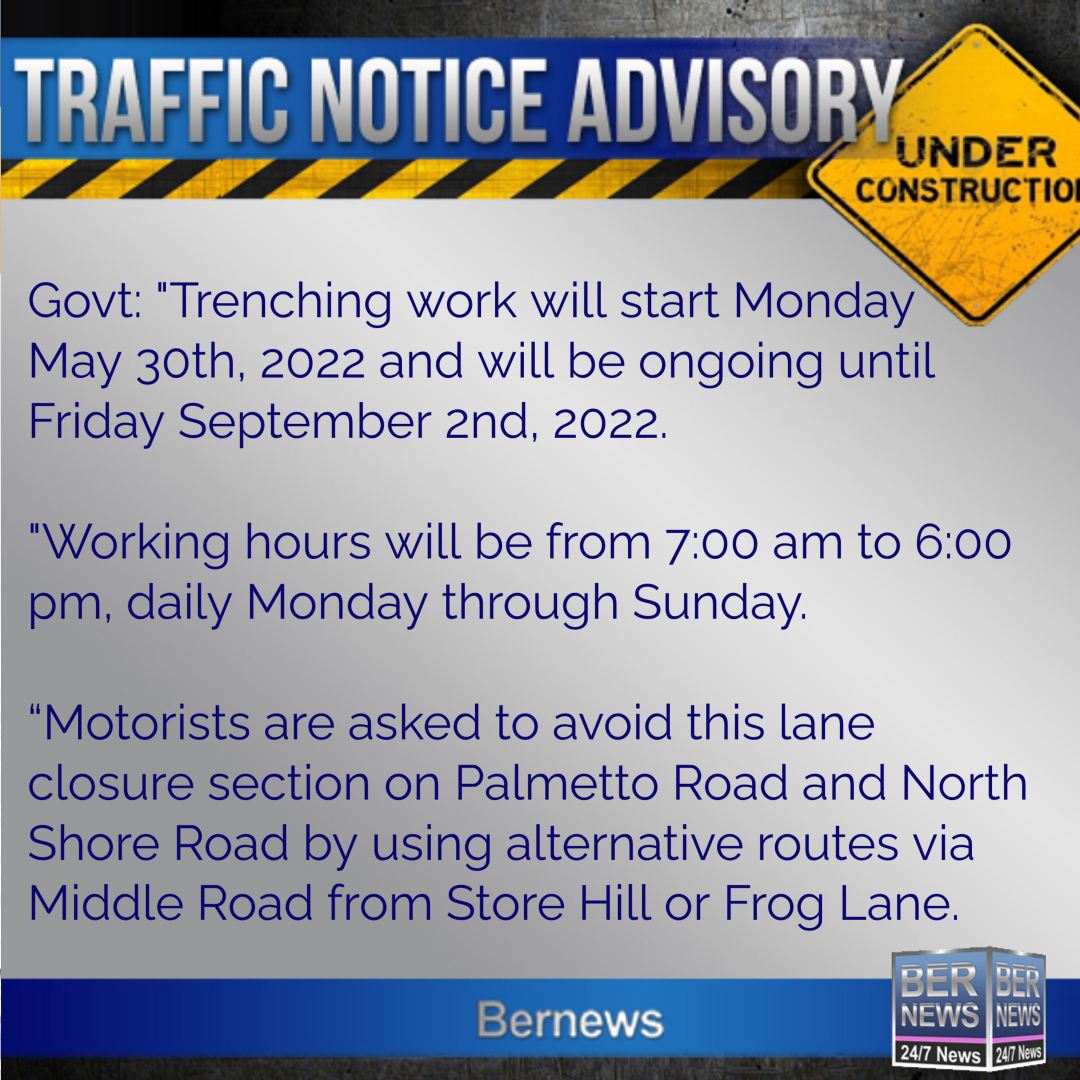 Bermuda Traffic Notice May 20 2022 roads