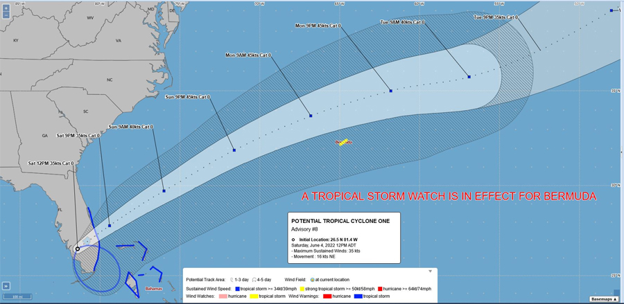 BWS Potential Tropical Cyclone One Bermuda June 4 2022