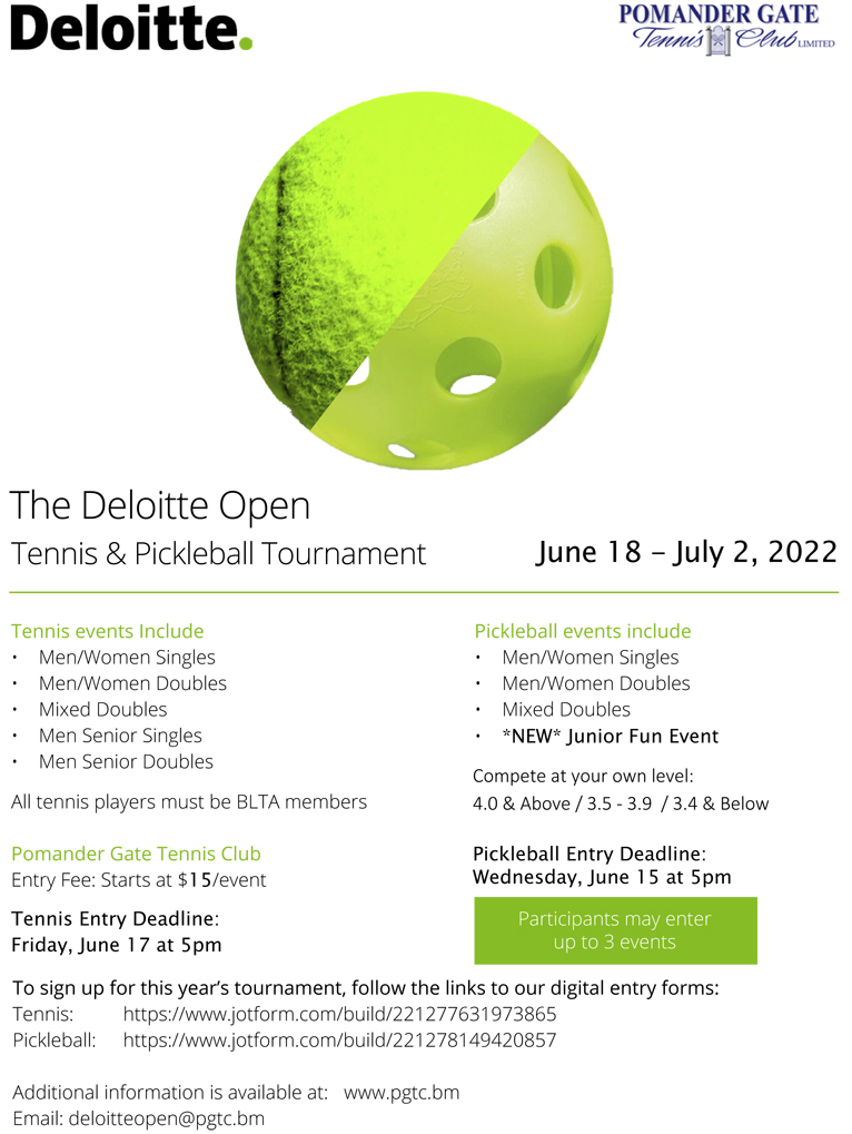 Deloitte Open Tennis & Pickleball Tournament Bermuda June 2022