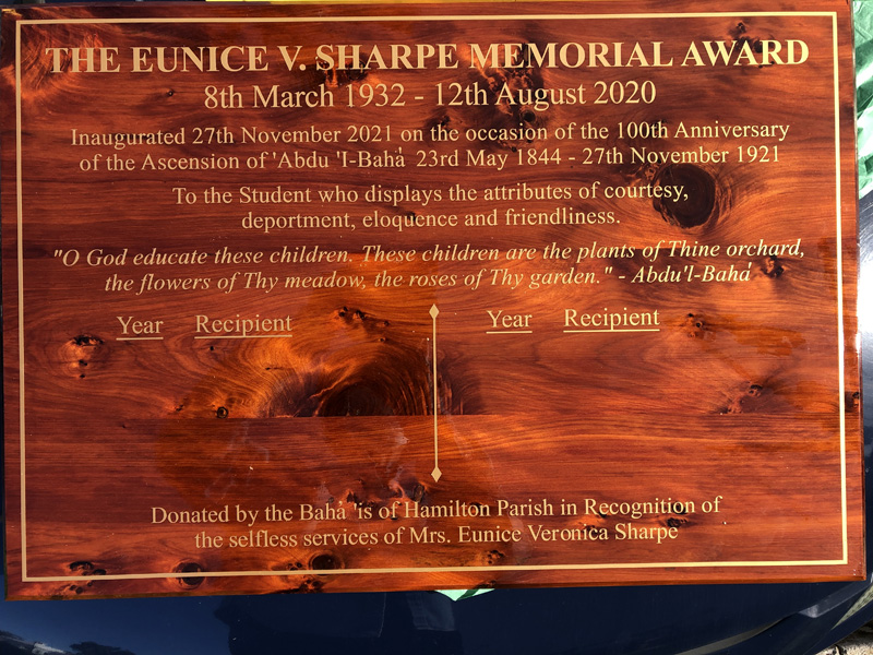 Eunice Veronica Sharpe Memorial Award Bermuda June 2022 (1)