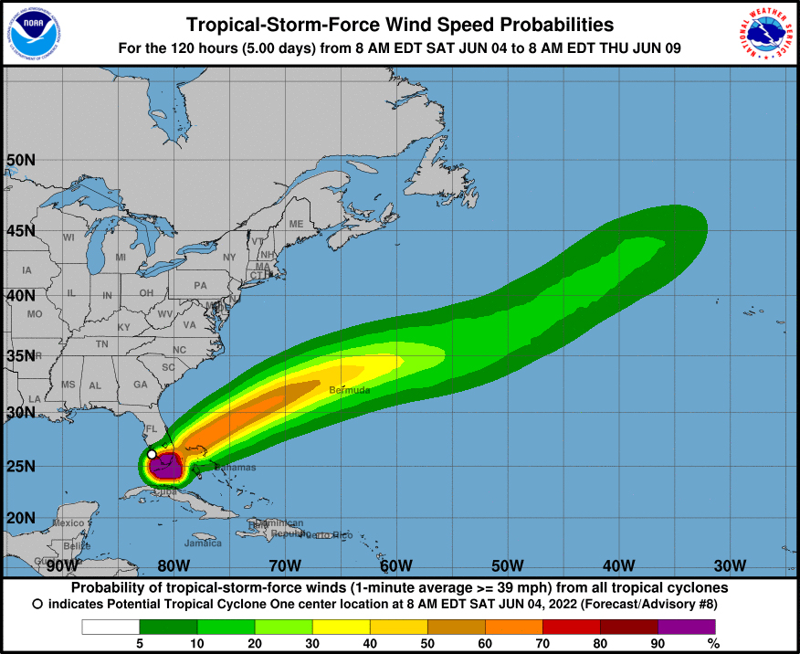 NHC Potential Tropical Cyclone One Bermuda June 4 2022