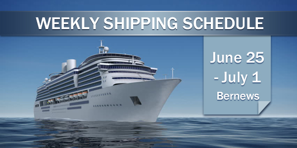 Weekly Shipping Schedule TC June 25 - July 1 2022