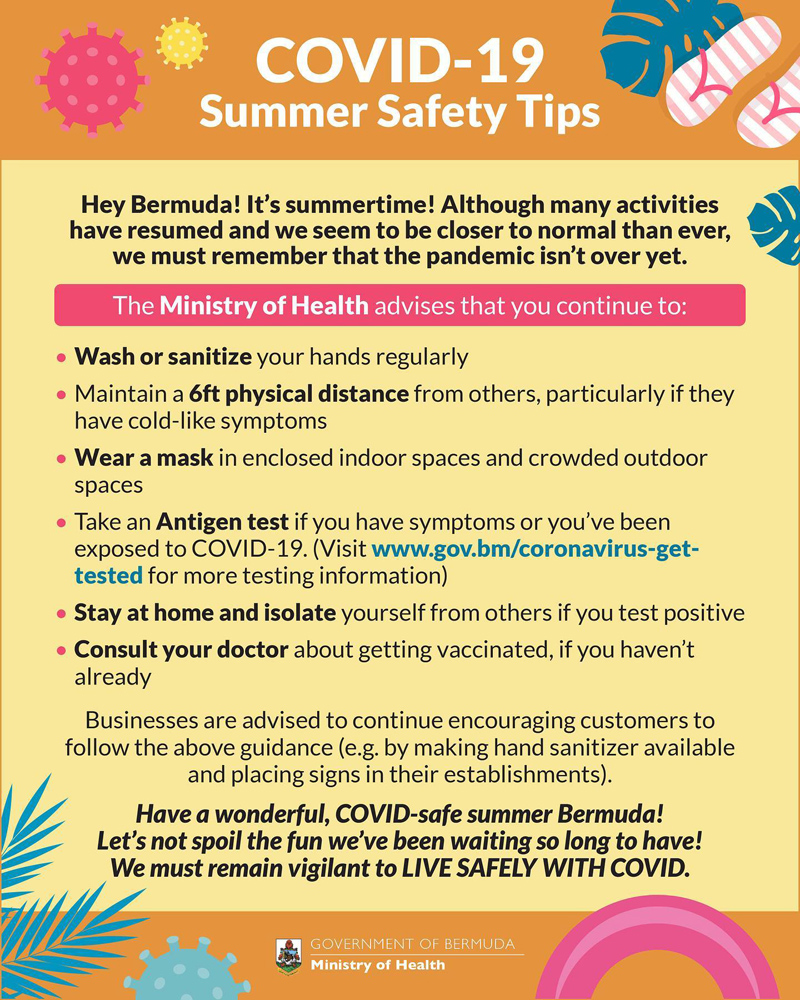 Covid-19 Summer Safety Tips Bermuda July 2022