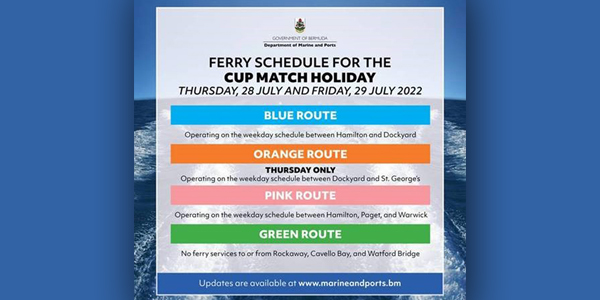 Ferry Schedule For 2022 Cup Match Holiday - Bernews