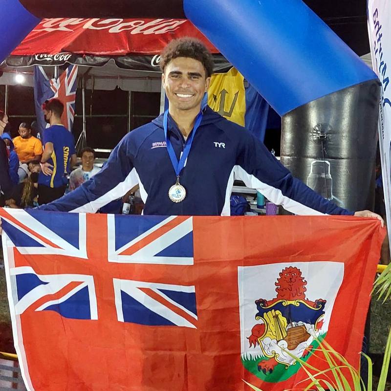 Jesse Washington Bermuda CCCAN medal swimmer July 2022