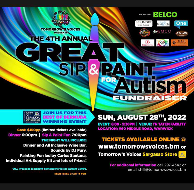 Great Sip & Paint for Autism Fundraiser Bermuda Aug 2022