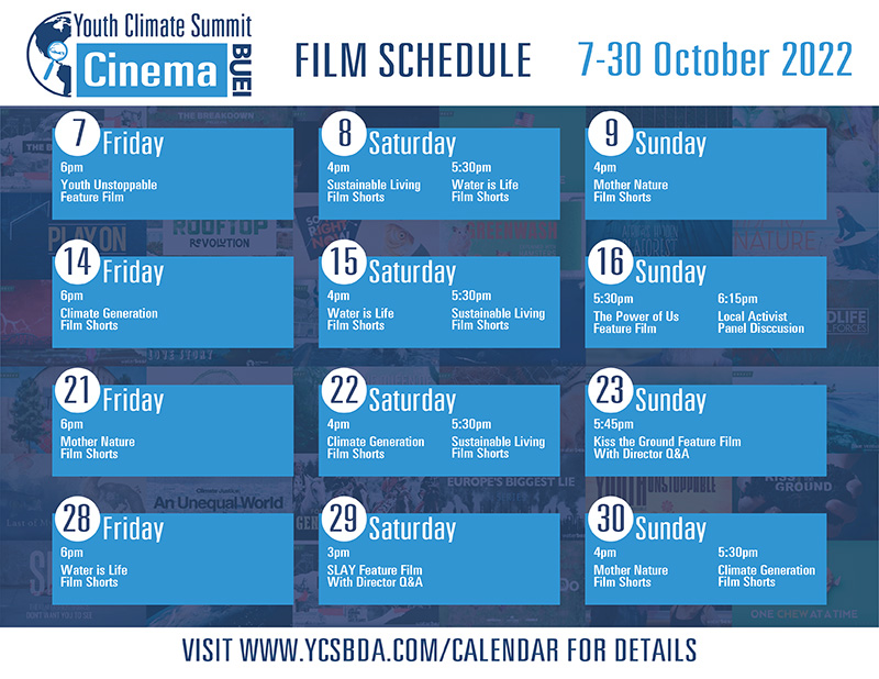 BUEI 2nd Annual Youth Climate Cinema Schedule Bermuda September 30, 2022