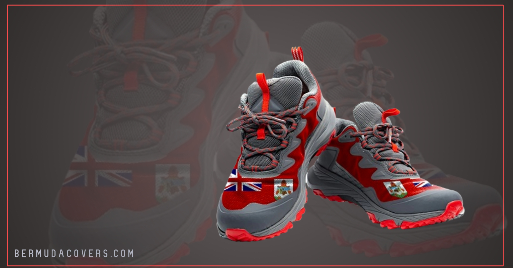 Just for kicks red Bermuda sneakers social media graphic cover 43532532 (1)