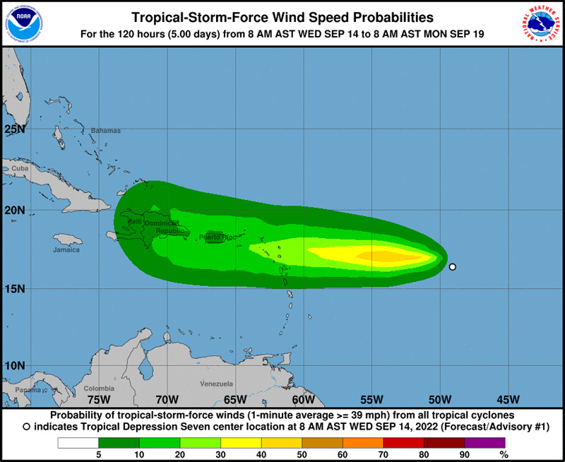 NHC Tropical Depression Seven Sept 14 2022