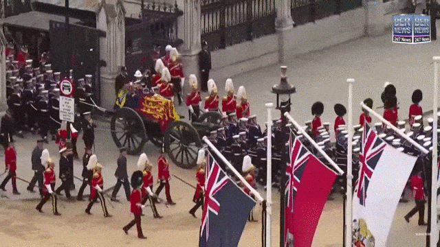 Queen’s State Funeral Procession Passes British Overseas Territories Flags, Sept 19 2022