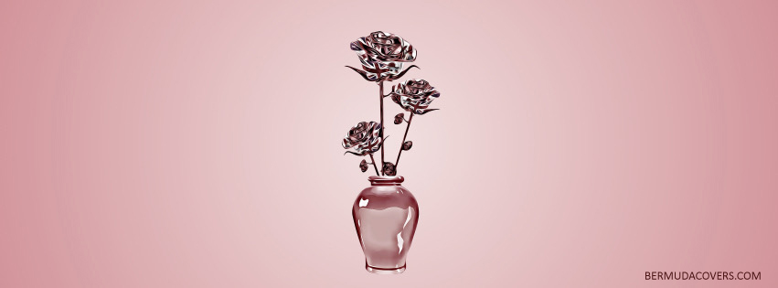 Reflective Bermuda Roses in Vase social media Facebook profile page cover graphic 152627