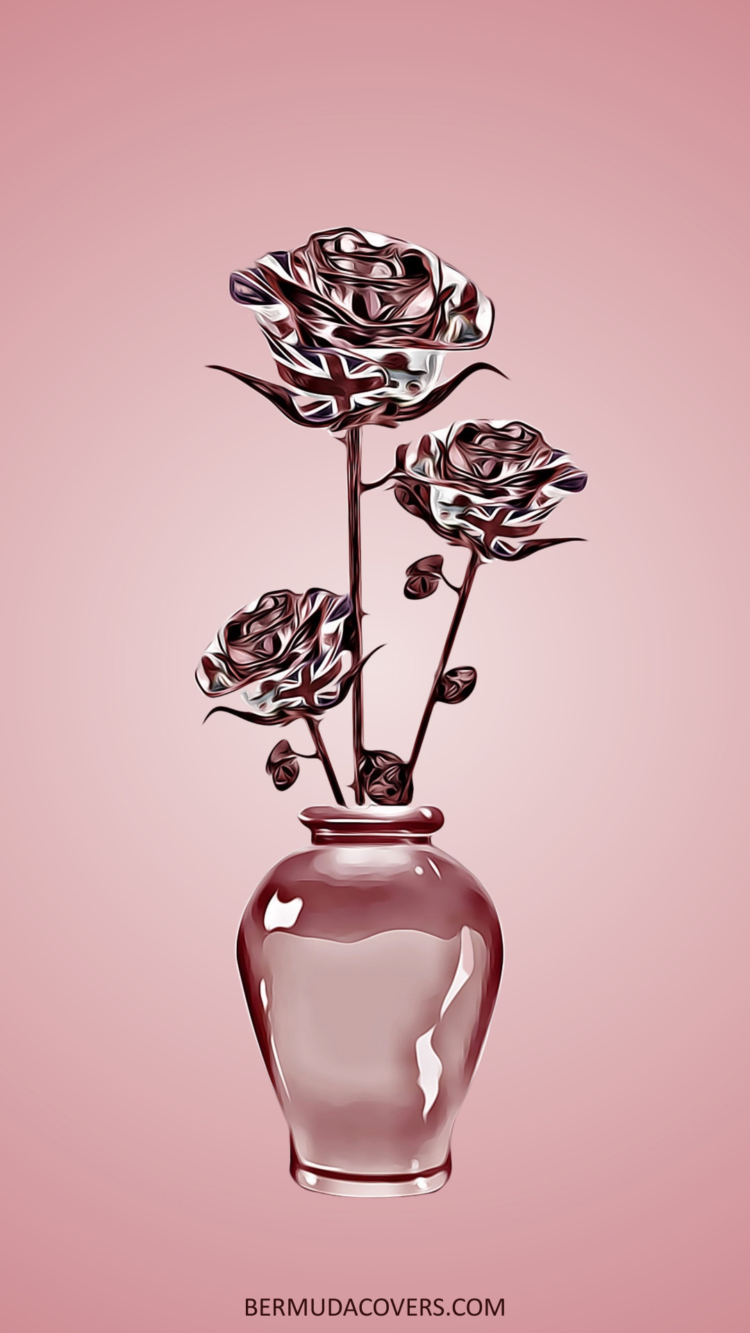 Reflective Bermuda Roses in Vase social media phone screensaver wallpaper lock screen graphic 152627