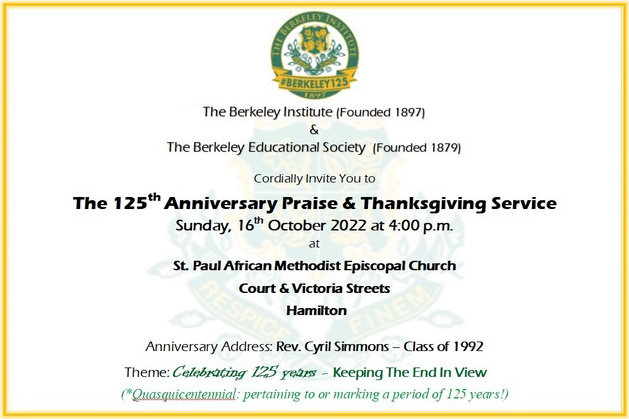 Berkeley Institute 125th Anniversary Praise and Thanksgiving Service Bermuda Oct 2022