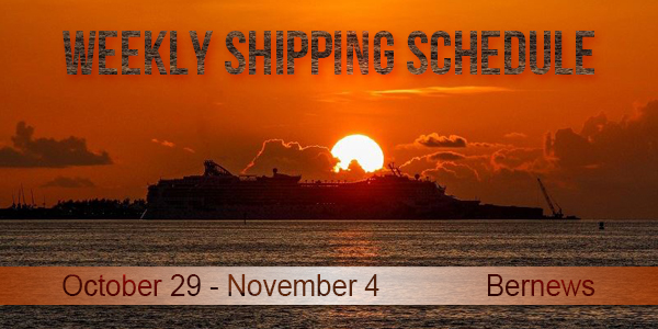 Weekly Shipping Schedule Oct 29 - Nov 4 2022