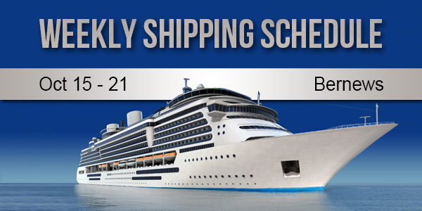Weekly Shipping Schedule TC October 15 - 21 2022