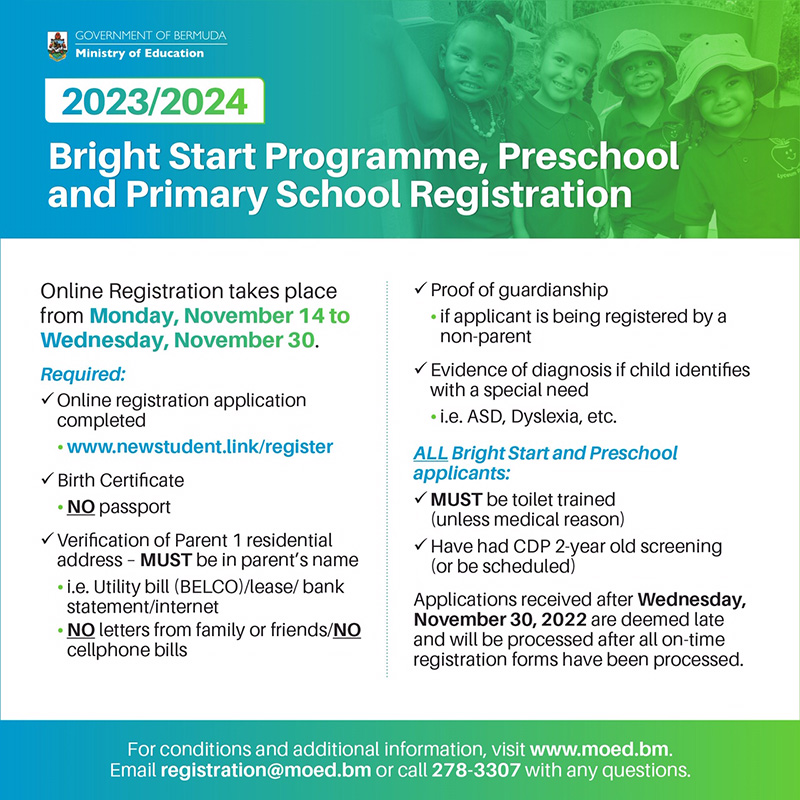 Registration Opens For 2023 2024 School Term Bernews   BPSS Registration 2023 2024 November 18 2022 