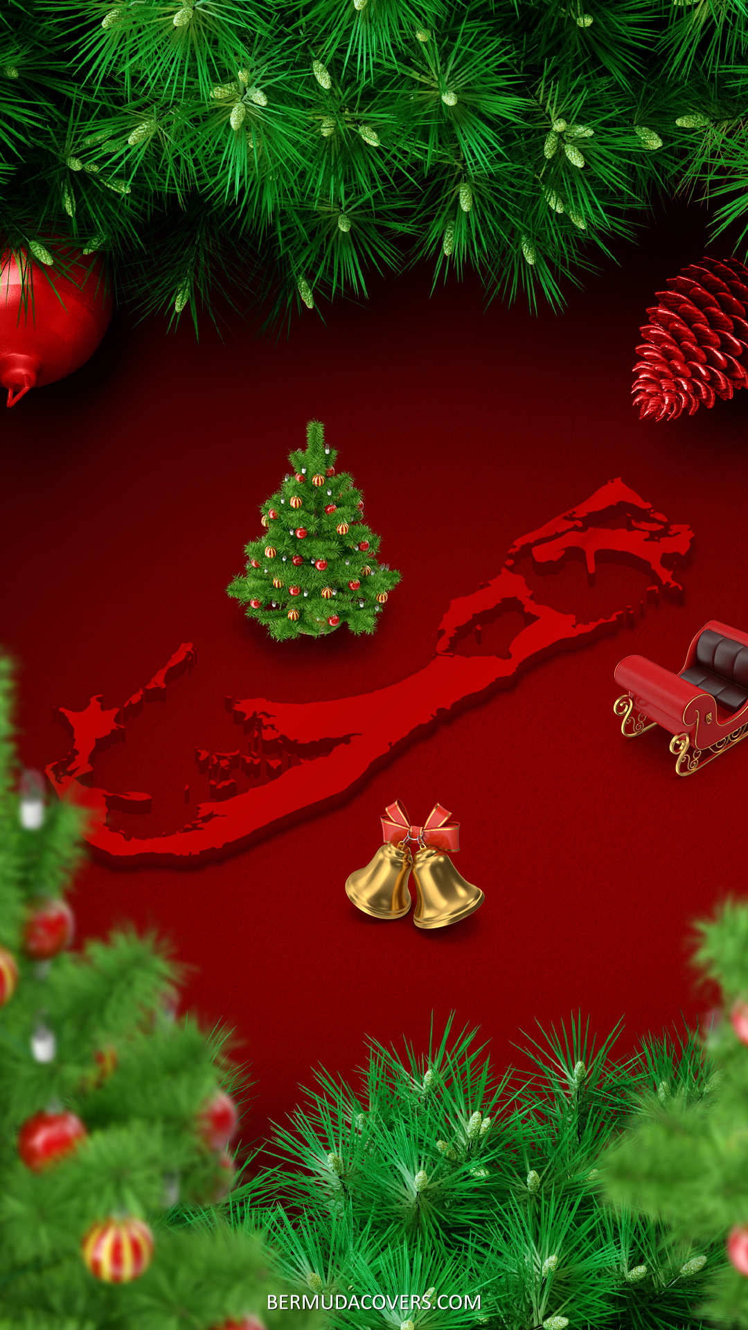 Green-Red-Bermuda-Outline-Shape-Christmas-Holiday-themed-phone-wallpaper-screen-lock-design-tt3t3-1