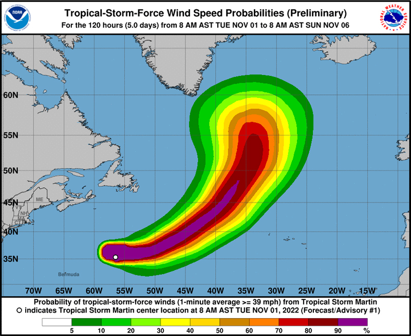 NHC Tropical Storm Martin November 1 2022