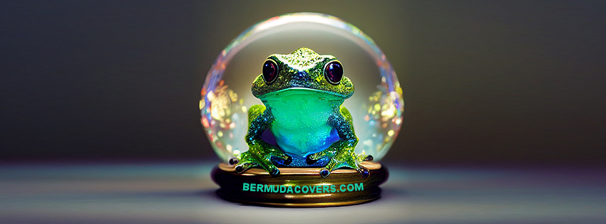 A glittery green treefrog sitting Bernews Facebook Timeline Cover Graphic n69H6MSR