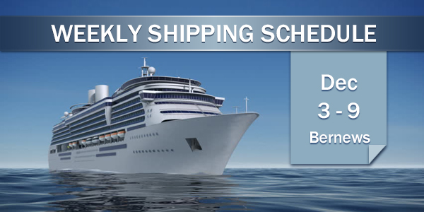 Weekly Shipping Schedule TC Dec 3 - 9 2022