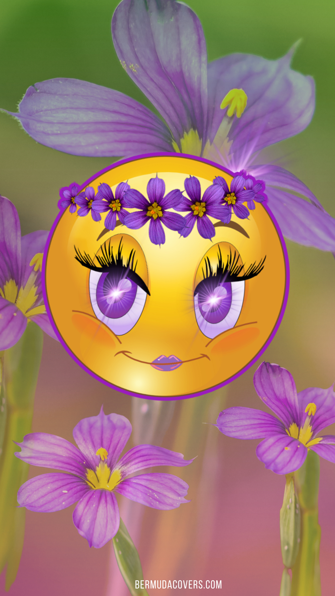 Emoji-With-Bermudiana-Flower-Headdress-Bermuda-Phone-Wallpaper-Bernews