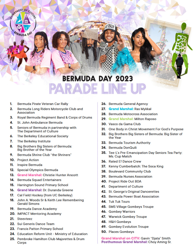 Bermuda Day Parade Line Up May 2023