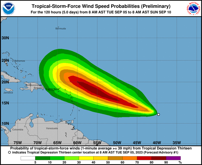NHC Tropical Depression Thirteen September 5 2023